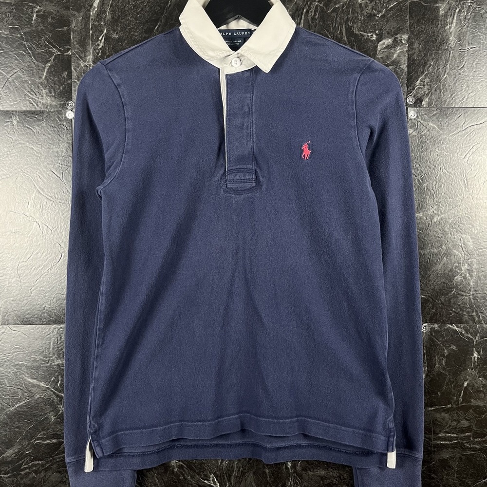 Polo Ralph Lauren Women's Vtg Rugby Sleeve Polo Shirt Medium
